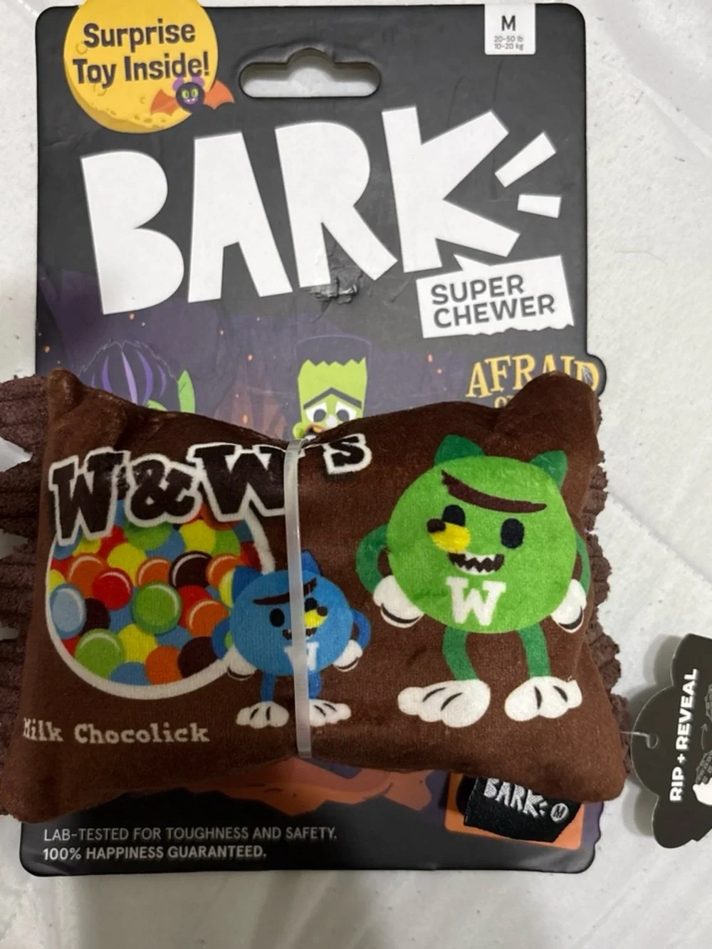 Bark Super Chewer Brown Plush W&W's Candy Rip & Reveal Dog Toy